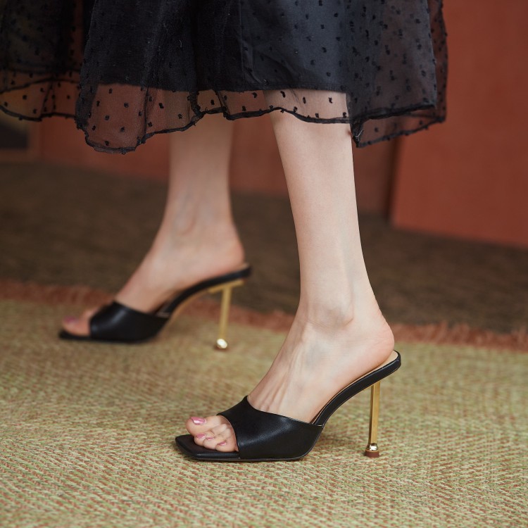 Women's Roman Style High Heel Slippers with Cross Straps - Image 2