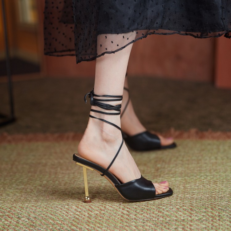 Women's Roman Style High Heel Slippers with Cross Straps - Image 3