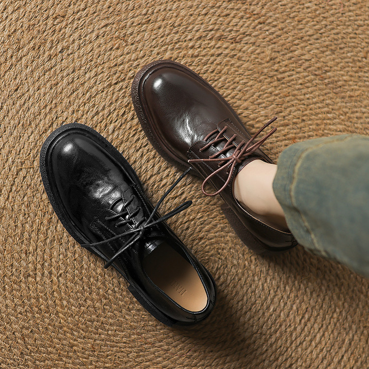 Deep Mouth Single Shoes Sheepskin Mid Chunky Heel Round Toe Spring 2025